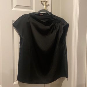 Vince Camuto, black, polyester, button shoulder blouse. Size L.
